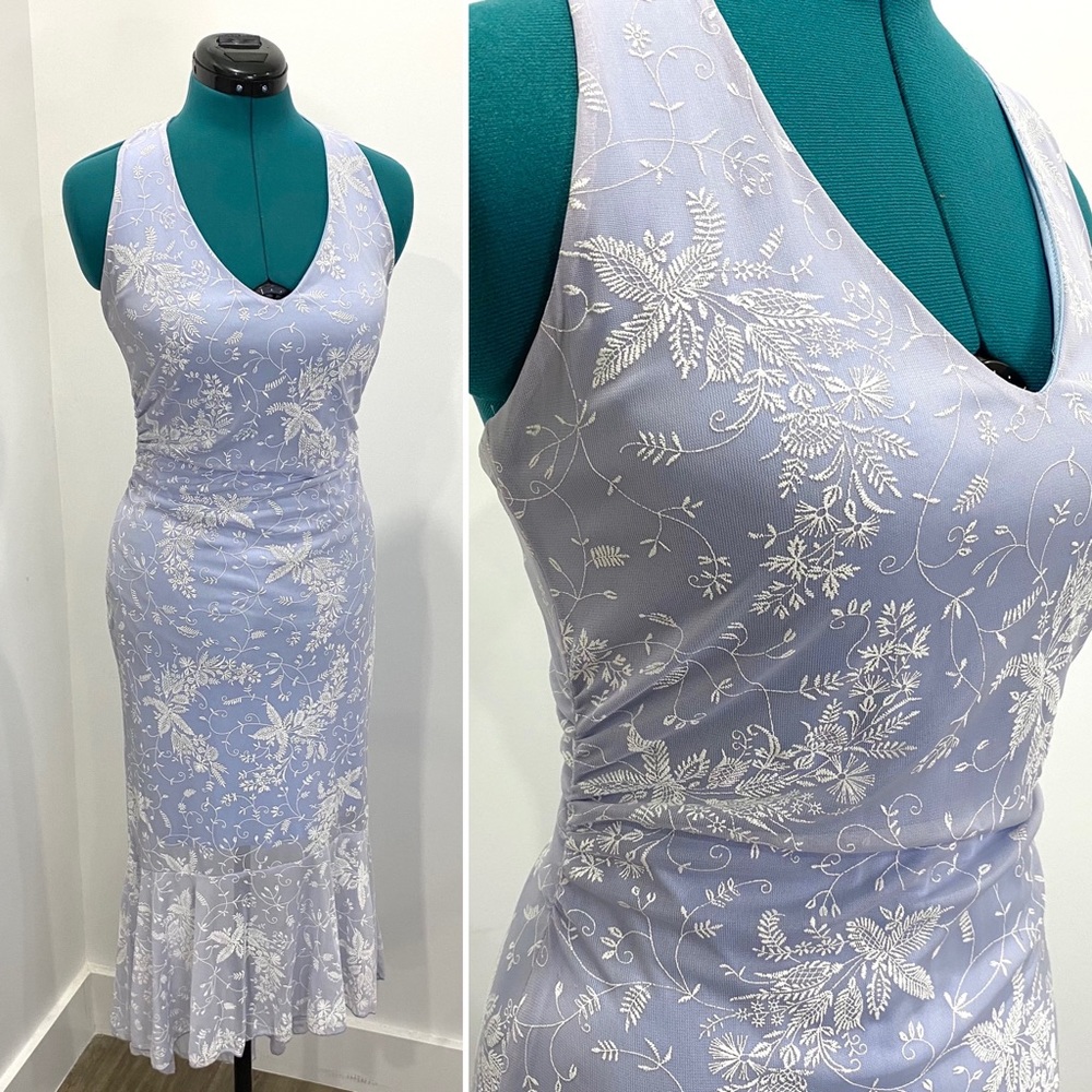 Charlotte Russe Light Blue Lace Halter Formal Evening Gown or Prom Dress